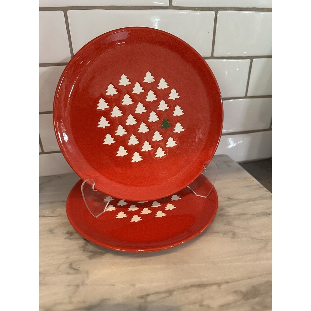 Vintage Waechtersbach One Green Christmas Tree Salad or Dessert  Plate Set Two